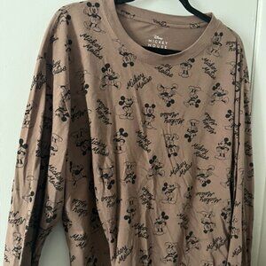 DISNEY MICKEY MOUSE BROWN LONG SLEEVE SZ 2X